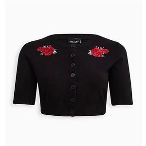 NWT Torrid Size 0 (12) Cardigan Button-Front 3/4 Sleeve Cropped Sweater